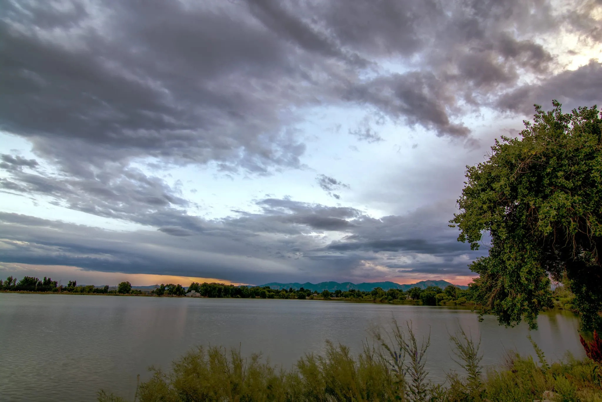 Heavy storm clouds over Waneka Lake in Lafayette